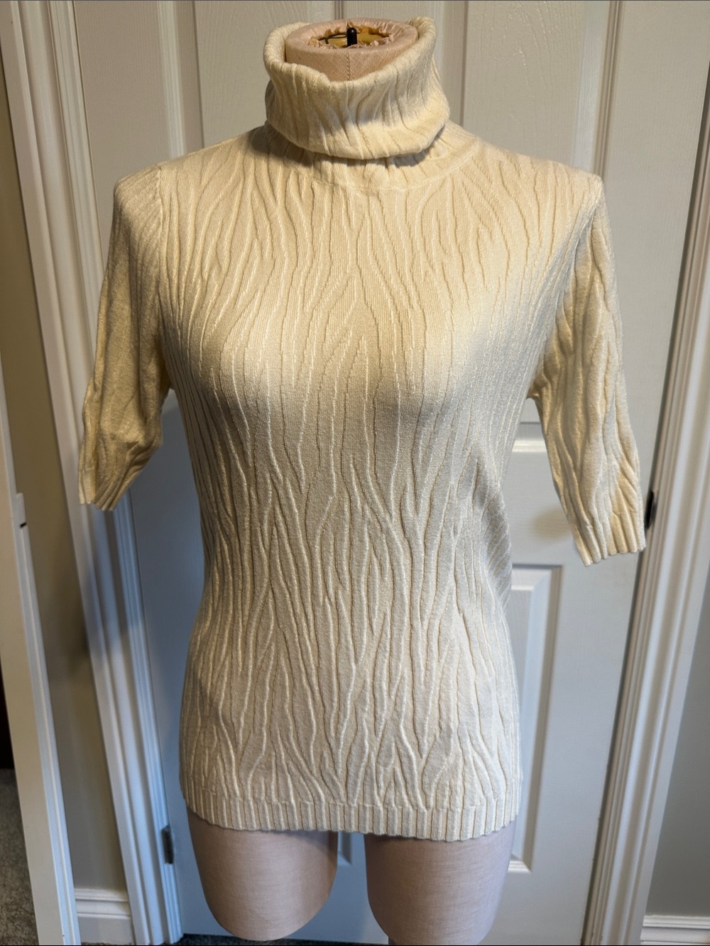 NADO Cream Ribbed Knit Sweater